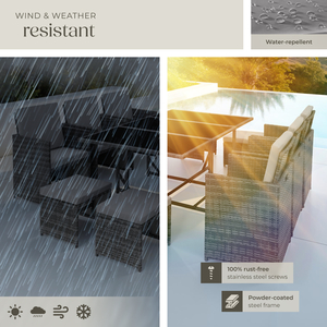 Malaga 641 Rattan Garden Furniture Set with Protective Cover by tectake