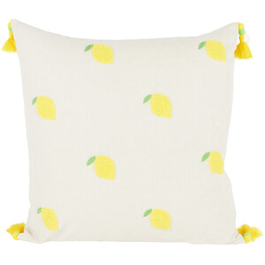 Limona Embroidered Cushion - White and Yellow