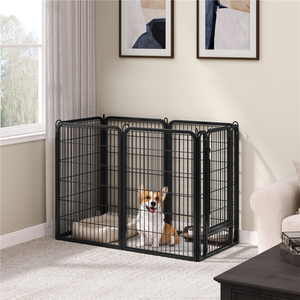 6 Panels Metal Dog Pet Playpen - Black / 1.2cm / 100cm by Yaheetech
