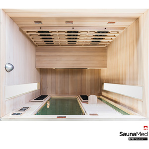 3 Person Indoor Classic Hemlock FAR Infrared Sauna EMR Neutral - Brown by SaunaMed