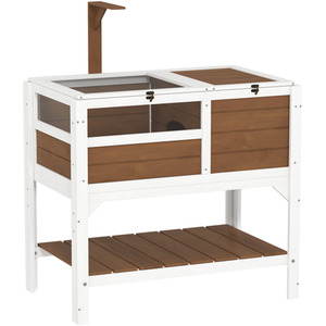 PawHut Wooden Tortoise House with Shelter - Brown by PawHut