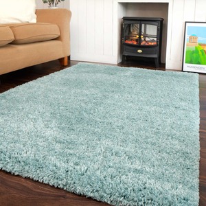Super Soft Duck Egg Blue Shaggy Living Area Rug by The Rug House