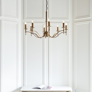 Stanford 8 Light Chandelier Antique Brass Finish, E14 - Antique Brass