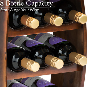 Wooden Barrel Wine 8 Bottle Holder - Brown by Christow