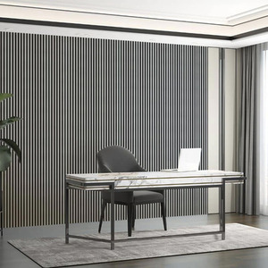 4x Wood Acoustic Slatted Wall Panels - Chrome Metallic by Aluxo