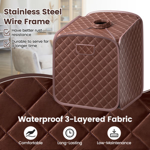 Personal Therapeutic Steam Spa Foldbale Steam Sauna - Brown by Costway