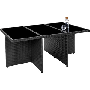 New York Rattan Garden Furniture Set with Protective Cover - Black by tectake