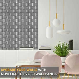 3D Wall Panels (50x50 cm) PVC Cladding Panel in Square Grid Lattice Design by NOVECRAFTO