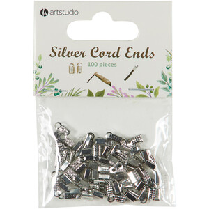 Pack of 100 Art Studio Silver Cord Ends by Art Studio
