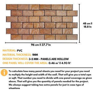 3D Wall Panels (96x48 cm) PVC Cladding Panel Rustic Brick Effect by NOVECRAFTO
