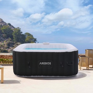 In-Outdoor Whirlpool Square Spa Pool Hot Tub Inflatable - Black by Arebos