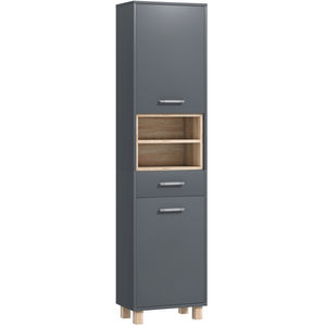 HOMCOM Tall Cabinet with Open Shelves and Drawer - Grey by HOMCOM