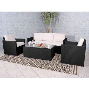 Berlin 4 Piece Sofa Lounging Set - Black / 4 by Royalcraft