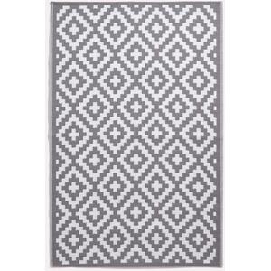 Homescapes Outdoor Rug Luxury Waterproof Reversible Recycled, Grey Zoe Geometric by Homescapes