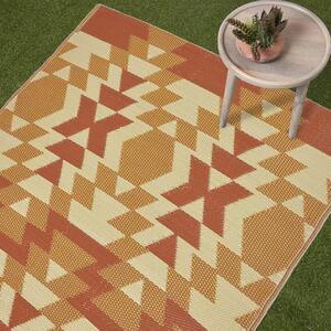 Homescapes Outdoor Rug Luxury Waterproof Reversible Recycled, Orange Anya Aztec by Homescapes