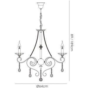 Libra Ceiling Pendant Chandelier 6 Light Antique Brass, Crystal - Antique Brass