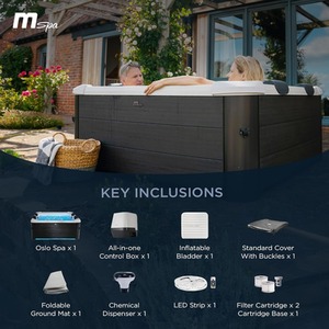 MSpa Oslo 4-6 Person Portable Hot Tub - Carbon Grey - Black by MSpa