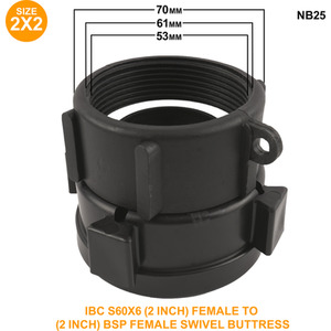 IBC S60x6 (2 inch) Female to (2 inch) BSP Female Swivel Buttress by DNA PACKAGING LTD
