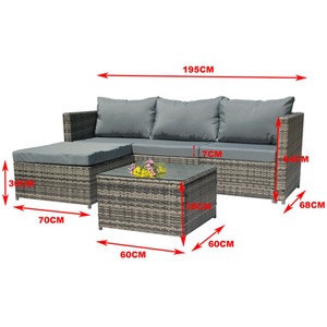 5Pcs Rattan Garden Furniture Set - Grey by BIRCHTREE