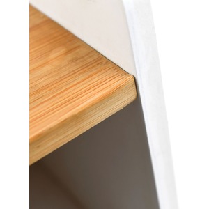 Two Tone Bamboo Bread Bin with Shelf - White by Maison Des Cadeaux