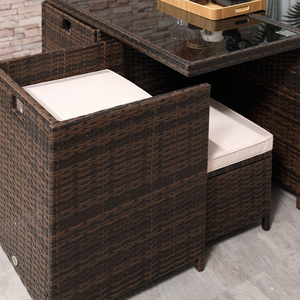 Outsunny 9 Piece Rattan Dining Set Garden Furniture - Brown by Outsunny