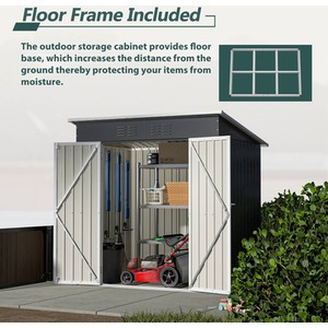 Metal Garden Shed With Free Foundation - Anthracite & White / 4ft x 6ft by BIRCHTREE