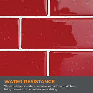 Glossy Retro 3D Backsplash Tile Stickers - Red / 30.5cm / 12 by WALPLUS