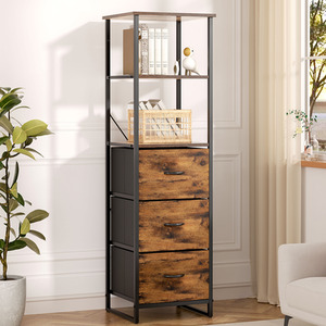 Tall Wooden Storage Cabinet with 2 Shelves - Natural by komore