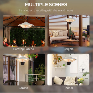 Patio Heater Ceiling 1500W Light with Pull Switch - Grey