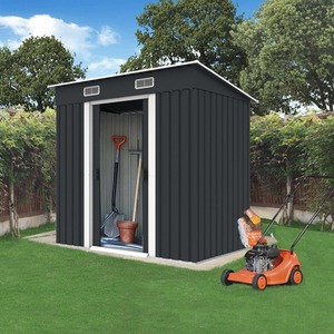 Metal Garden Shed With Free Foundation - Anthracite & White / 4ft x 6ft by BIRCHTREE
