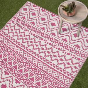 Homescapes Outdoor Rug Luxury Waterproof Reversible Recycled, Pink Tia Aztec by Homescapes