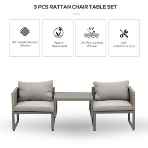 Outsunny 3 in 1 Coffee Table Lounger - Grey by Outsunny