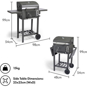 Portable Compact Charcoal BBQ - Grey by VonHaus