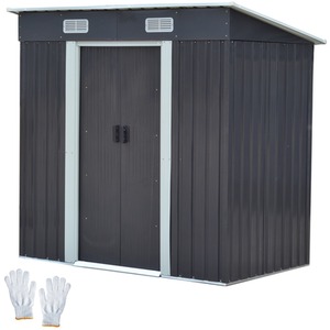 Metal Garden Shed With Free Foundation - Anthracite & White / 4ft x 6ft by BIRCHTREE