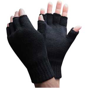 Mens 3M Thinsulate Thermal Insulated Black Fingerless Gloves - Black / M-L by Thinsulate