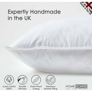 Homescapes Duck Feather Cushion Pad Insert - White / 50cm / 35cm by Homescapes