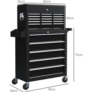 HOMCOM Rolling Tool Chest Lockable Roller Cabinet - Black by HOMCOM