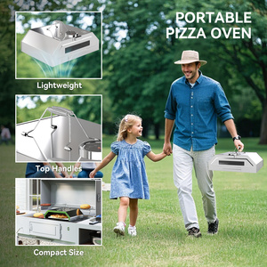 Outsunny Portable BBQ Pizza Oven with Carry Handles - Silver by Outsunny