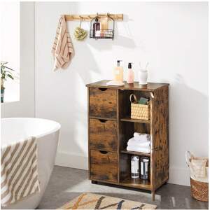 VASAGLE Bathroom Floor Storage Cabinet with 3 Drawers - Bronze by VASAGLE