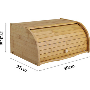 Bamboo Bread Bin with Rolling Lid - Wooden Colour by Livingandhome