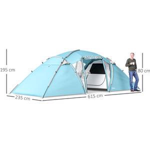 Outsunny 6 Man Family Camping Tent, 2 Bedrooms, a Living Room - Blue by Outsunny
