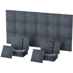 Set Of 12 Square Self Adhesive Acoustic Wall Panels Tiles - Dark Grey by Gr8 Home