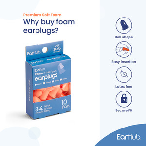 EarHub Premium 10 Pairs of Soft Foam Earplugs - Orange by EarHub