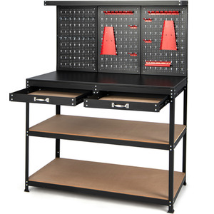 Multipurpose Workbench Garage Worktable - Black by Costway