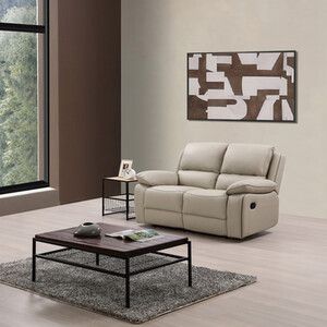 Salerno 2 Seater Leather Manual Recliner Sofa - Light Grey