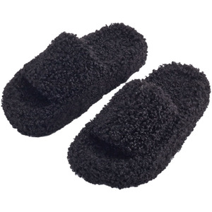 Soft Plush Open-Toe Cotton Slippers by Livingandhome