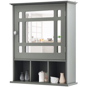 Bathroom Wall Cabinet Display Shelving Unit - Grey by Costway