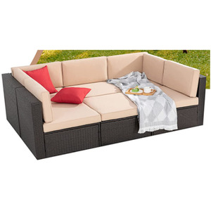 5 Seater Garden Rattan Furniture Set - Brown