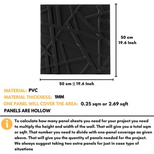 3D Wall Panels (50x50 cm) PVC Cladding Panel in Geometric Line Design by NOVECRAFTO