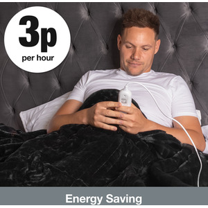 Heated Throw Electric Fleece Blanket - Black by Purus